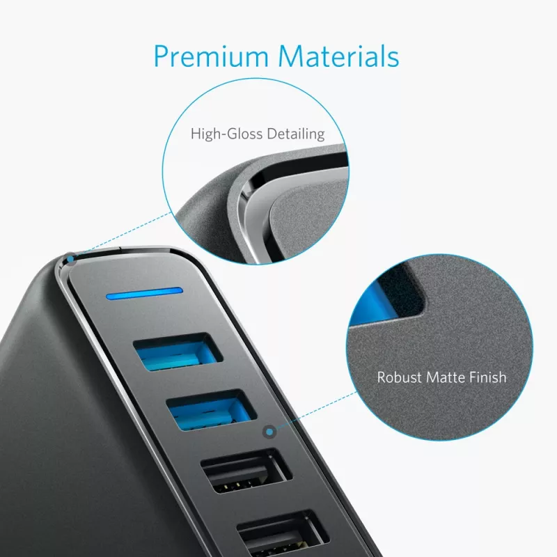ANKER Powerport Speed 5 2x Quick Charge 3.0 Eu musta