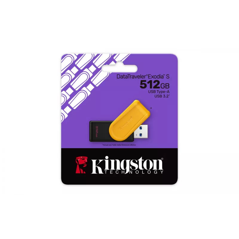 Kingston Technology DataTraveler 512GB kannettava USB 3.2 Gen 1 Exodia S (musta/keltainen)