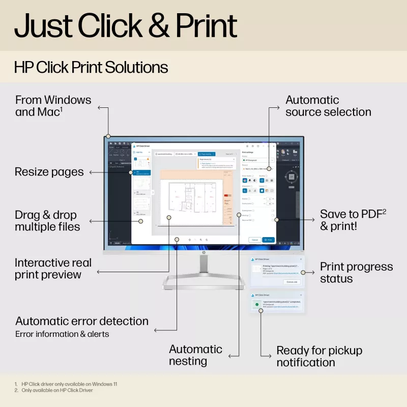 HP Designjet T250 24-in tulostin 2025 edition, Thermal inkjet, 2400 x 1200 DPI, JPEG, URF, musta, syaani, magenta, keltainen, 2400 x 1200 DPI, 1 (syaani, magenta, keltainen, musta)