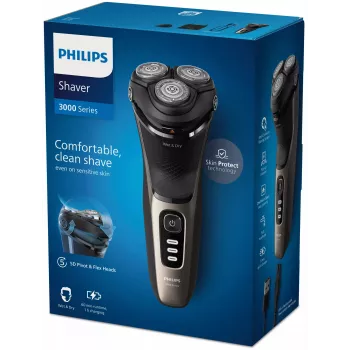 Parranajokone Philips 3000 Series S3242/12 — 3-päinen rotaatiojärjestelmä, märkä- ja kuivaparranajo, 60 min käyttöaika, litiumioni