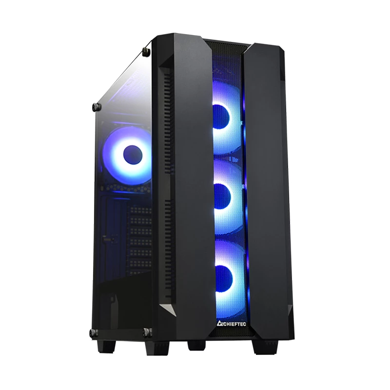 PC-kotelo CHIEFTEC GS-01B-OP Tower musta – karkaistu lasi, RGB-tuuletin, tukee ATX/Micro-ATX, GPU enintään 320 mm