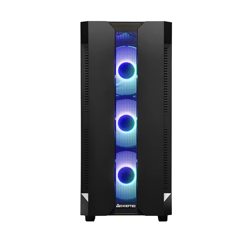 PC-kotelo CHIEFTEC GS-01B-OP Tower musta – karkaistu lasi, RGB-tuuletin, tukee ATX/Micro-ATX, GPU enintään 320 mm