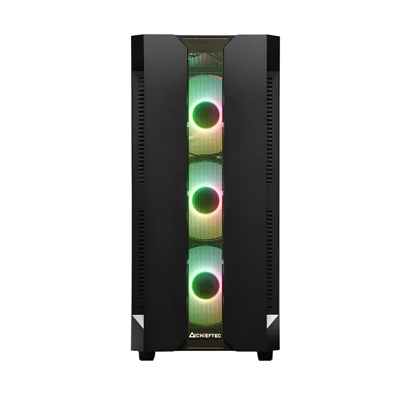 PC-kotelo CHIEFTEC GS-01B-OP Tower musta – karkaistu lasi, RGB-tuuletin, tukee ATX/Micro-ATX, GPU enintään 320 mm