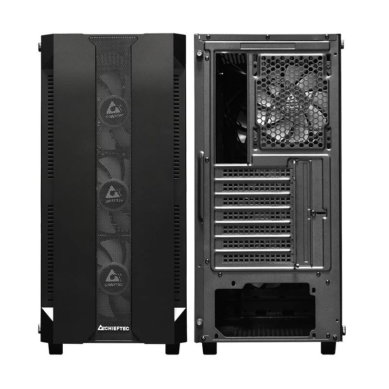 PC-kotelo CHIEFTEC GS-01B-OP Tower musta – karkaistu lasi, RGB-tuuletin, tukee ATX/Micro-ATX, GPU enintään 320 mm