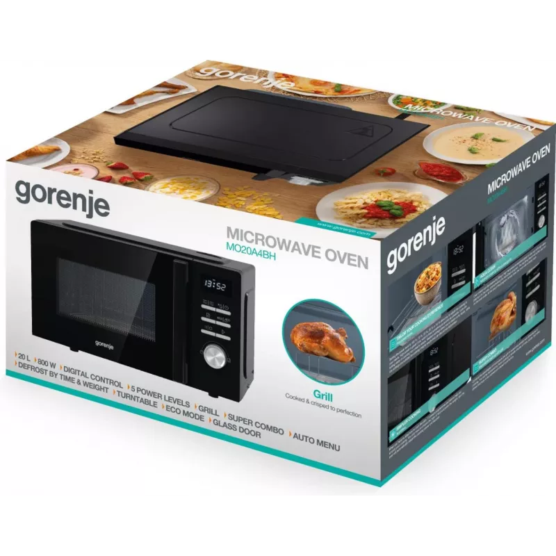 Yhdistelmämikroaaltouuni Gorenje MO20A4BH — 20 L, 800 W, musta, 5 tehotasoa