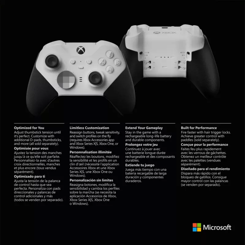 Peliohjain Microsoft Xbox Elite Wireless Series 2 Core musta valkoinen Bluetooth USB