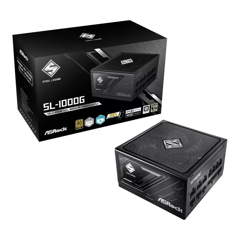 Virtalähde ASROCK SL-1000G Steel Legend 1000 W 20+4-Pin ATX 80 PLUS Gold musta
