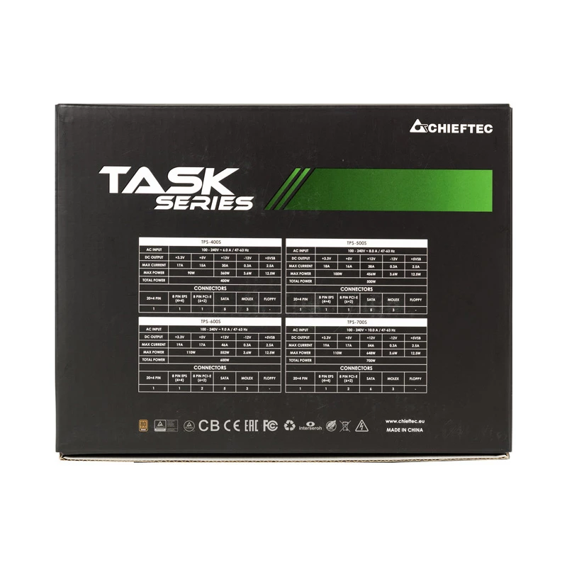 Chieftec Task TPS-700S virtalähde 700 W 20+4 pin ATX ATX musta