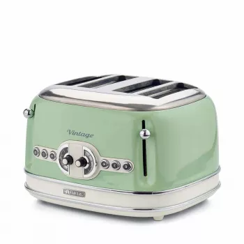 Ariete 156 4 viipaleen vintage-leivänpaahdin, 1600 wattia, 6 ruskistusastetta, lakattu ruostumaton teräs pastellinvihreä, ilman voileipäkoreja. vihreä