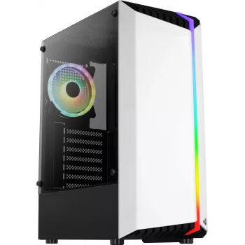 PC-kotelo AEROCOOL Bionic Midi Tower valkoinen — ATX, Tempered Glass, 2x3,5