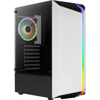 PC-kotelo AEROCOOL Bionic Midi Tower valkoinen — ATX, Tempered Glass, 2x3,5