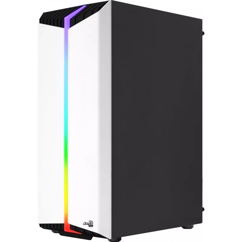 Aerocool Bionic V2 Midi Tower -tietokonekotelo, ATX / micro ATX / Mini-ITX, karkaistu lasi, RGB, valkoinen