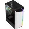 Aerocool Bionic V2 Midi Tower -tietokonekotelo, ATX / micro ATX / Mini-ITX, karkaistu lasi, RGB, valkoinen