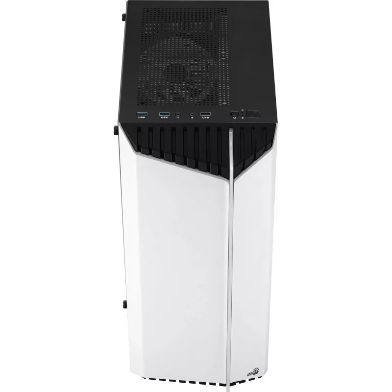 Aerocool Bionic V2 Midi Tower -tietokonekotelo, ATX / micro ATX / Mini-ITX, karkaistu lasi, RGB, valkoinen