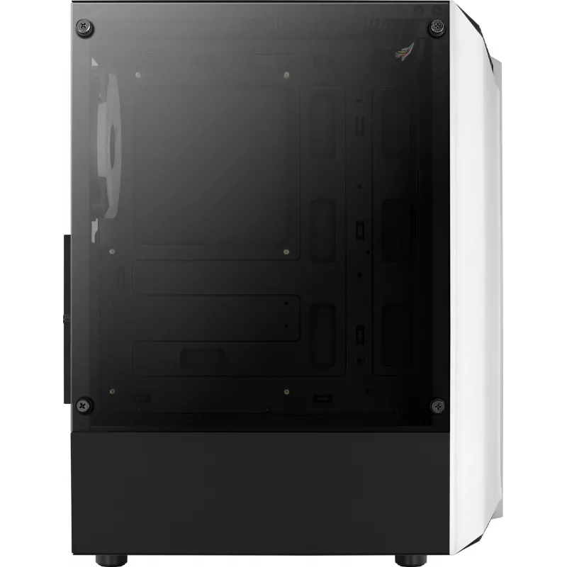 Aerocool Bionic V2 Midi Tower -tietokonekotelo, ATX / micro ATX / Mini-ITX, karkaistu lasi, RGB, valkoinen