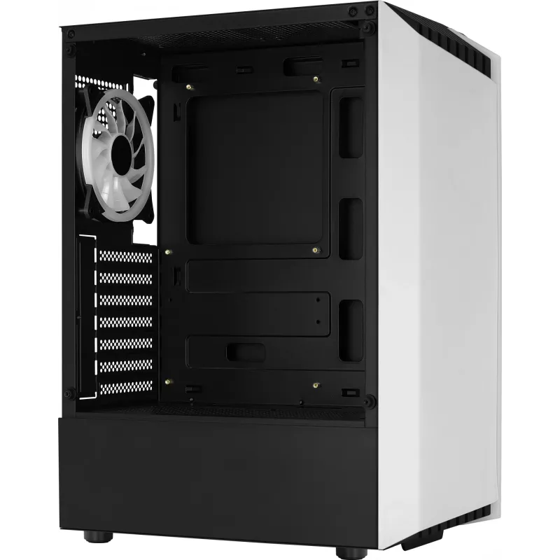Aerocool Bionic V2 Midi Tower -tietokonekotelo, ATX / micro ATX / Mini-ITX, karkaistu lasi, RGB, valkoinen