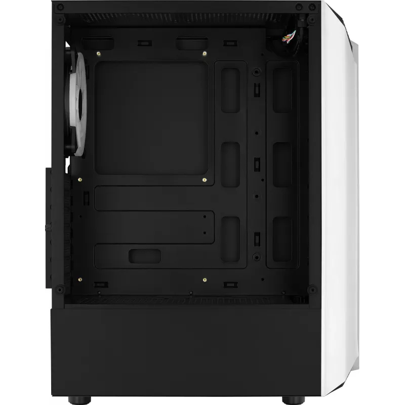 Aerocool Bionic V2 Midi Tower -tietokonekotelo, ATX / micro ATX / Mini-ITX, karkaistu lasi, RGB, valkoinen