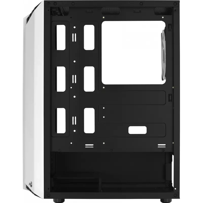 Aerocool Bionic V2 Midi Tower -tietokonekotelo, ATX / micro ATX / Mini-ITX, karkaistu lasi, RGB, valkoinen