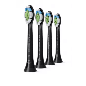 Vaihtoharjat Philips HX6064/88 Optimal White — 4 kpl, musta, keskikovat harjakset, 62 000 liikettä/min