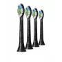 Vaihtoharjat Philips HX6064/88 Optimal White — 4 kpl, musta, keskikovat harjakset, 62 000 liikettä/min