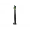 Vaihtoharjat Philips HX6064/88 Optimal White — 4 kpl, musta, keskikovat harjakset, 62 000 liikettä/min