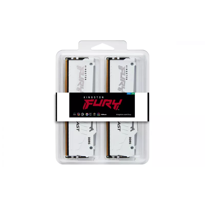 Kingston Technology FURY Beast 32GB 5600MT/s DDR5 CL36 DIMM (2 kpl pakkaus) valkoinen RGB EXPO