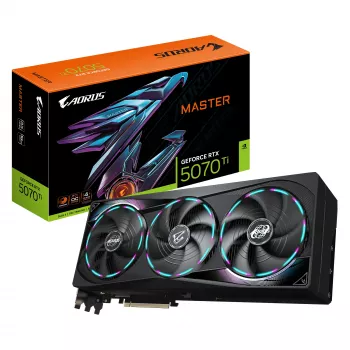 GIGABYTE AORUS GeForce RTX 5070 Ti MASTER 16G näytönohjain - 16GB GDDR7, 256bit, PCI-E 5.0, 2670 MHz ydin-kello, 3 x DP 2.1a, 1 x HDMI 2.1b, NVIDIA DLSS 4, GV-N507TAORUS M-16GD
