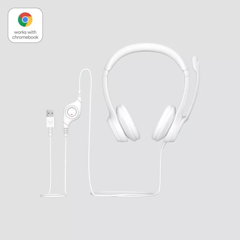 LOGITECH Headset – H390 – USB-A – kermanvalkoinen
