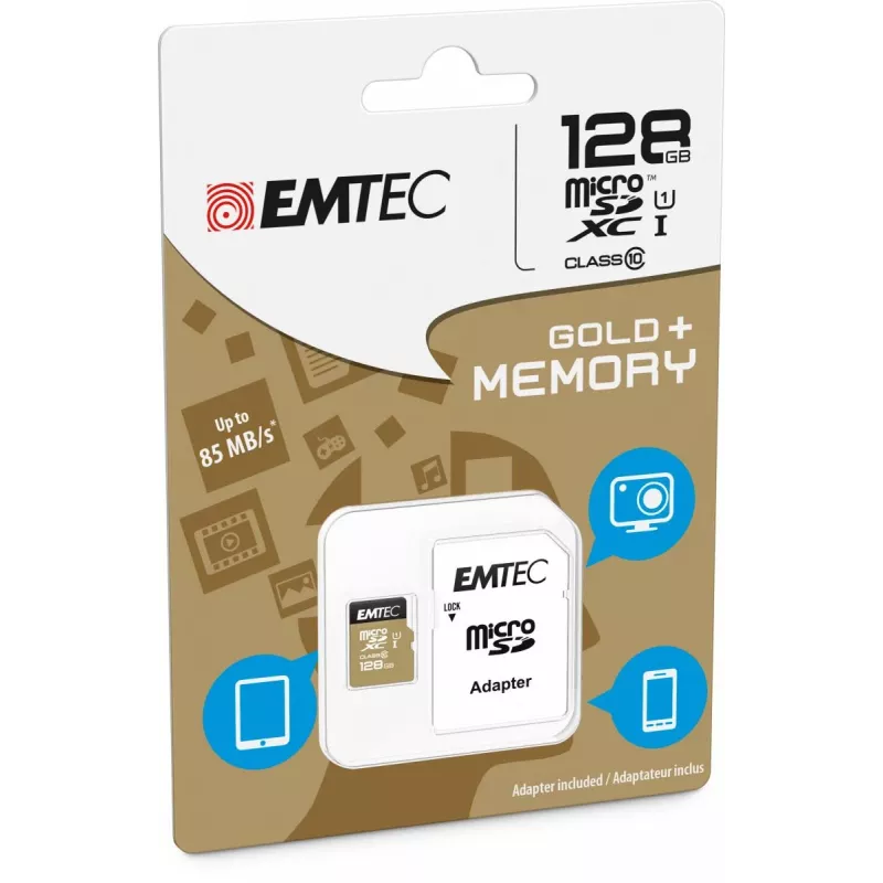 EMTEC Micro SD -kortti SDXC luokka 10 Gold + 128GB