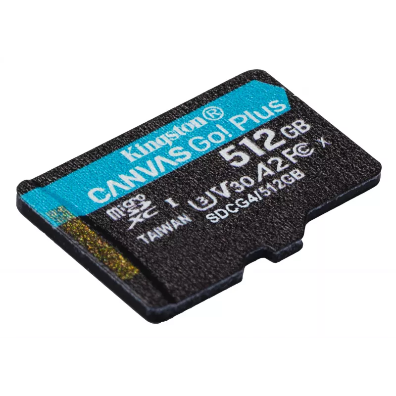 Kingston Technology 512GB microSDXC Canvas Go Plus Gen4 200R A2 U3 yksittäispakkaus ilman adapteria