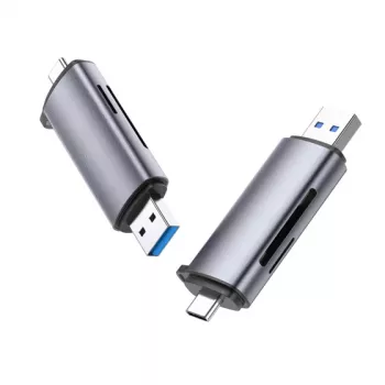 Ugreen 50706 kortinlukija USB/Micro-USB hopea