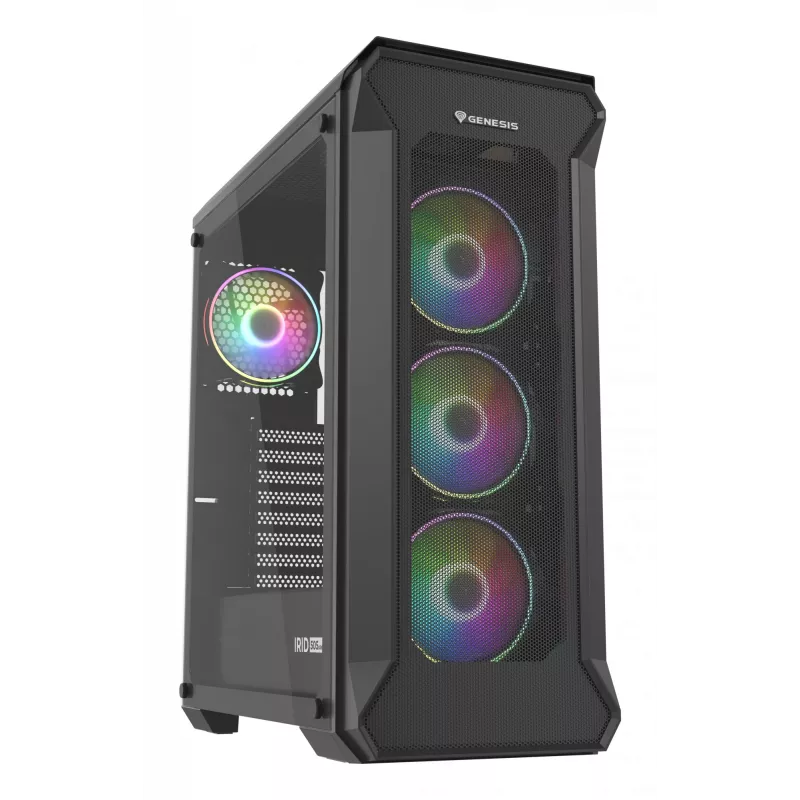 GENESIS Irid 505 ARGB Midi Tower musta, läpinäkyvä