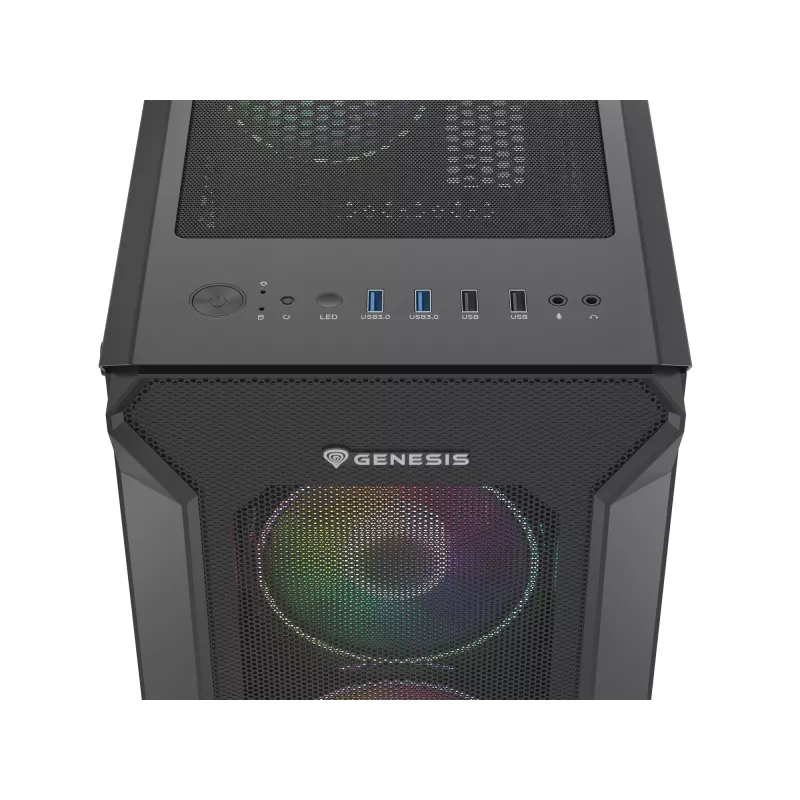 GENESIS Irid 505 ARGB Midi Tower musta, läpinäkyvä
