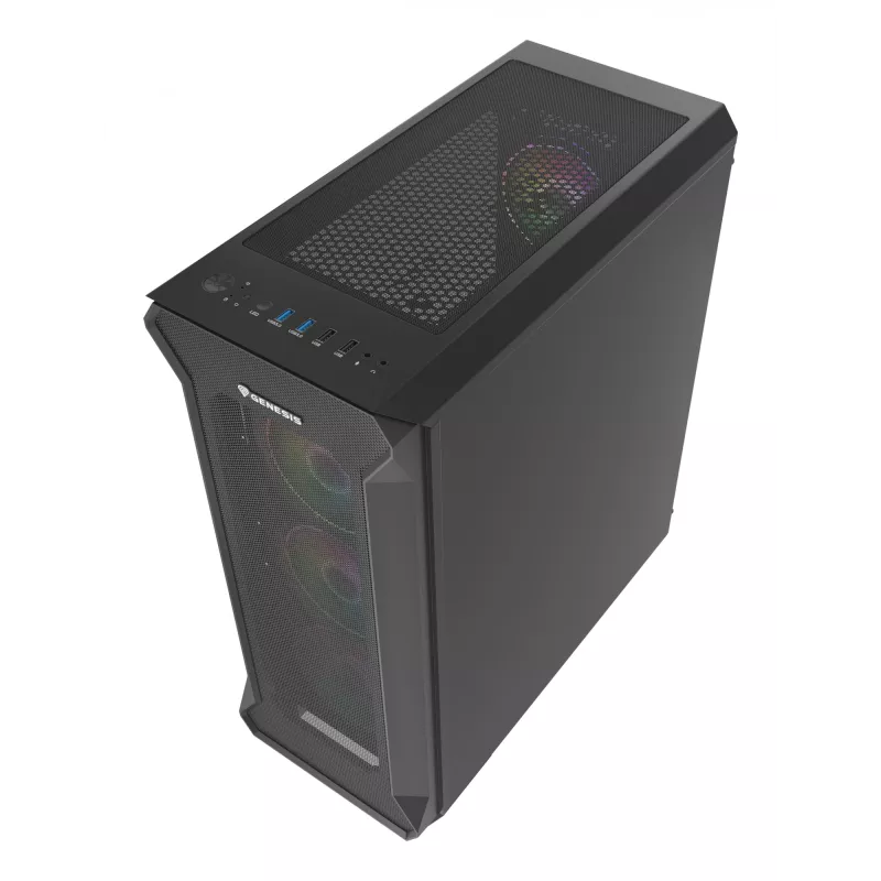 GENESIS Irid 505 ARGB Midi Tower musta, läpinäkyvä