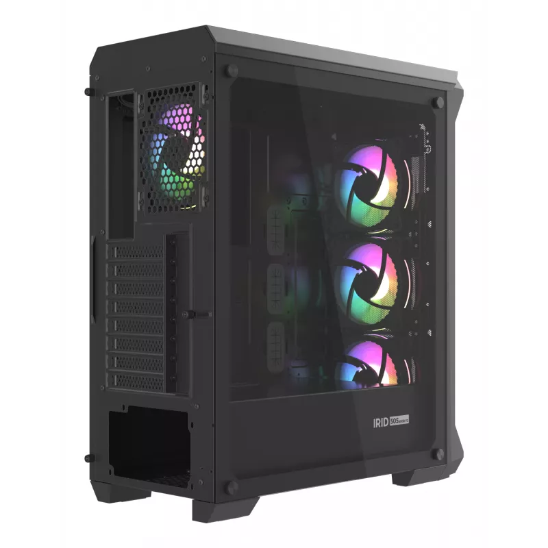 GENESIS Irid 505 ARGB Midi Tower musta, läpinäkyvä