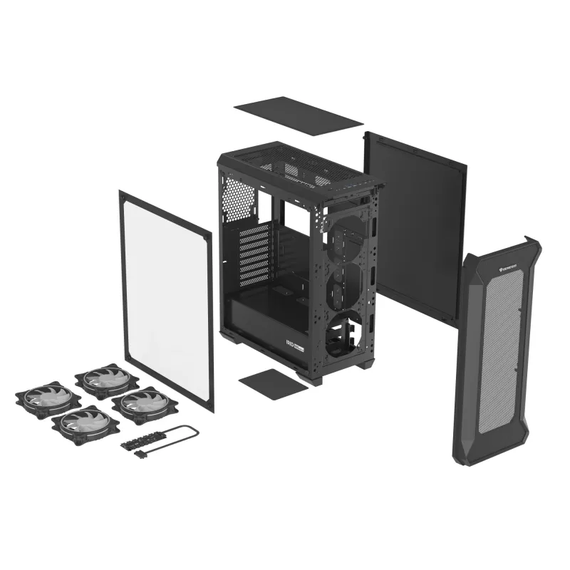 GENESIS Irid 505 ARGB Midi Tower musta, läpinäkyvä