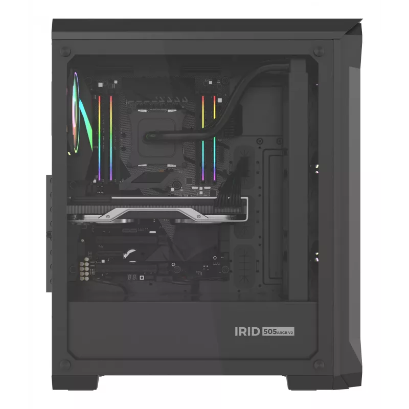 GENESIS Irid 505 ARGB Midi Tower musta, läpinäkyvä