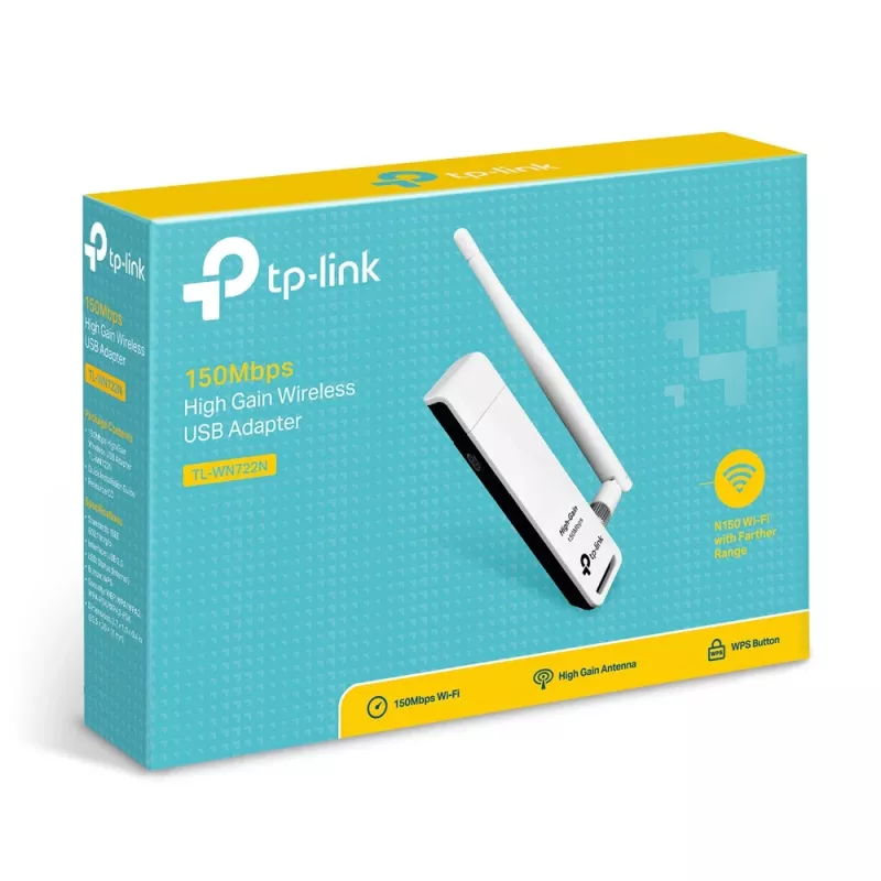 TP-Link TL-WN722N verkkosovitin, WLAN 150 Mbit/s, USB, Wi-Fi 4, 2,4 GHz