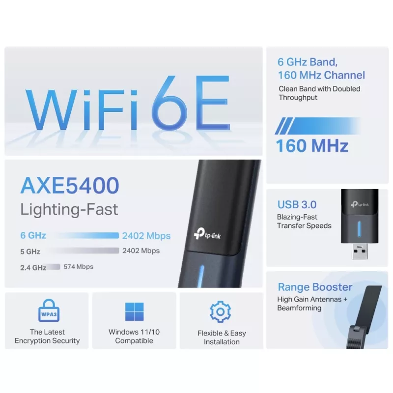TP-Link Archer AXE5400 Wi-Fi 6E High-Gain langaton USB-adapteri
