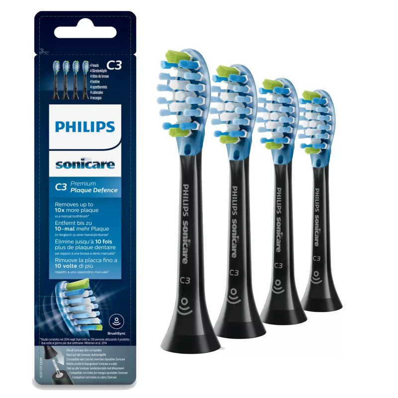 Philips C3 Premium Plaque Defence HX9044/33 4x musta ääniharjaspäät