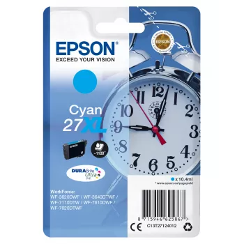 Epson herätyskello yksittäispakkaus syaani 27XL DURABrite Ultra muste, High (XL) Yield, syaani, 10,4 ml, 1 kpl, 1100 sivua