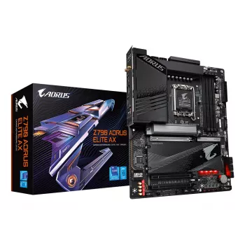 GIGABYTE Z790 AORUS ELITE AX emolevy - tukee Intel Core 14. sukupolvea, 16*+2+1 vaihetta digitaalinen VRM, jopa 7600 MHz DDR5 (OC), 4x PCIe 4.0 M.2, Wi-Fi 6E, 2,5 GbE LAN, USB 3.2 Gen 2x2