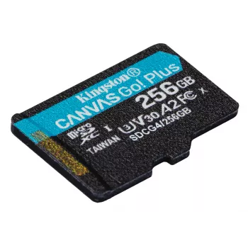 Kingston Technology 256 GB microSDXC Canvas Go Plus Gen4 200R A2 U3 yksittäispakkaus ilman adapteria