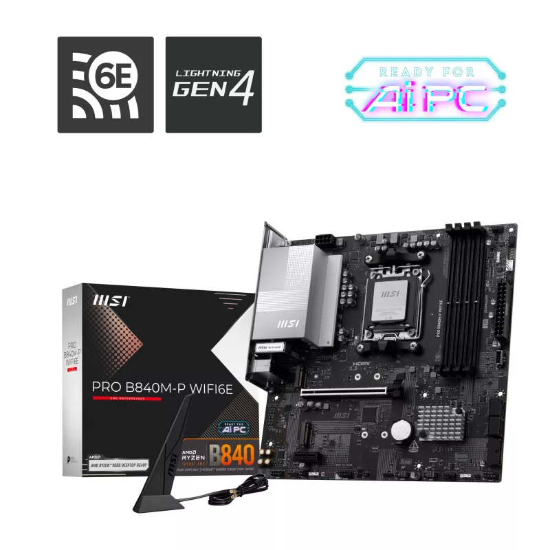 MSI PRO B840M-P WIFI6E emolevy AMD B840 AM5-kanta micro ATX