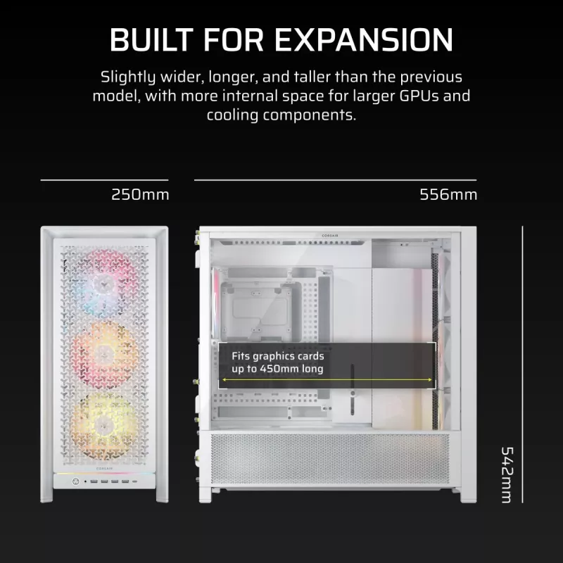 CORSAIR PC-kotelo - Frame 5000D RS ARGB High-Airflow Mid-Tower - valkoinen