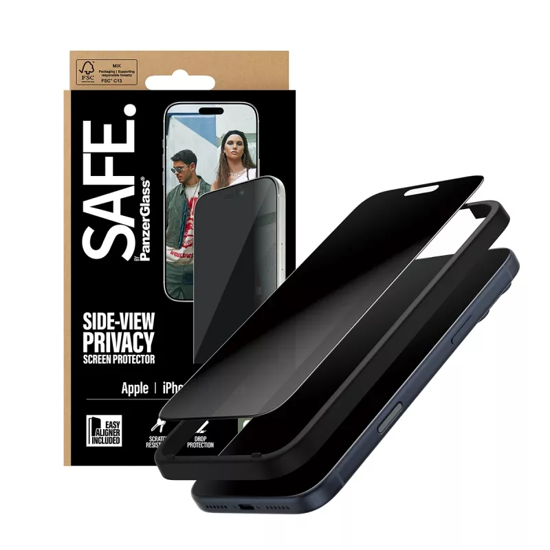 PanzerGlass SAFE. by ® 2-Way Privacy näytönsuoja iPhone 17 Pro Max | Ultra-Wide Fit w. EasyAligner