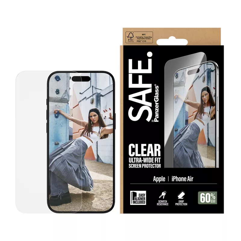 PanzerGlass SAFE. by ® näytönsuojakalvo iPhone Air | Ultra-Wide Fit EasyAlignerilla