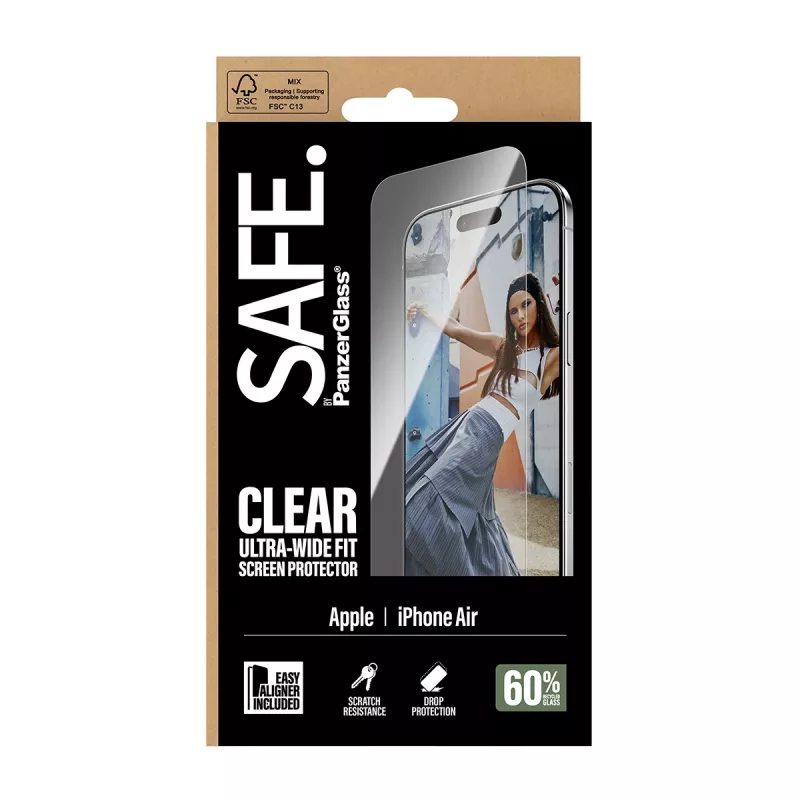 PanzerGlass SAFE. by ® näytönsuojakalvo iPhone Air | Ultra-Wide Fit EasyAlignerilla