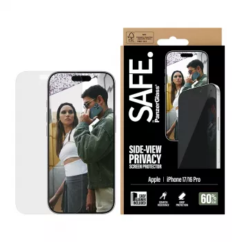PanzerGlass SAFE. by ® 2-Way Privacy näytönsuoja iPhone 17 | iPhone 16 Pro | Ultra-Wide Fit EasyAlignerilla