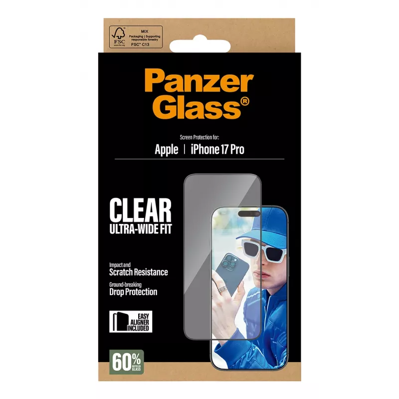 PanzerGlass näytönsuojakalvo iPhone 17 Pro Ultra-Wide Fit EasyAligner naarmunkestävä iskunkestävä
